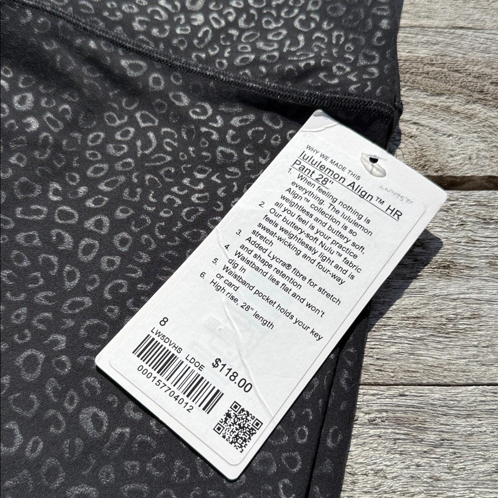 Lululemon Align High-Rise Pant 28" size 8 leggings Leopardo Shift Emboss Black - Picture 2 of 7